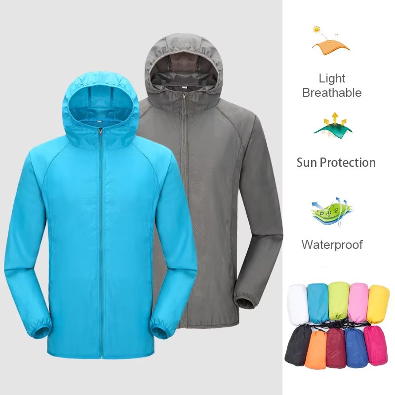 Camping Rain Jacket for Men and Women – Waterproof, Sun Protection, Quick-Dry Fishing and Hunting Skin Windbreaker with Pocket Beachwear Sun-protective clothing