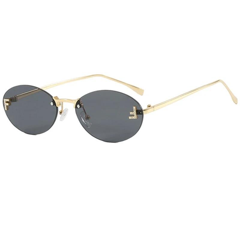 Rimless Oval Women’s Sunglasses – Small Frame UV400 Fashion Shades with Ocean Lens Safety Accessories Sunglasses